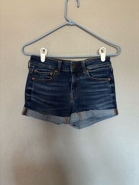 American Eagle Outfitters Dark Indigo Cuffed Denim Shorts